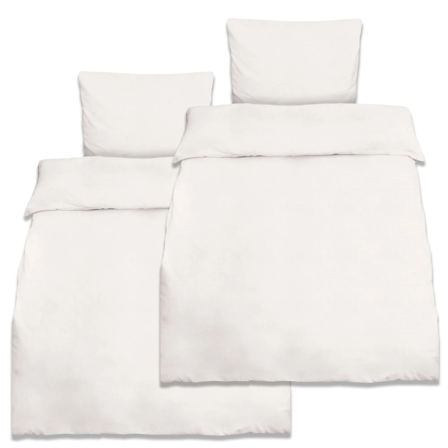 Beautissu Julie Bettbezug 155x220cm + Kissenbezug 80x80cm Weiß Renforcé 4tlg