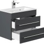 Posseik Badmöbel Portus 600 SlimLine Grafit mit Waschbecken und zwei Schubladen.