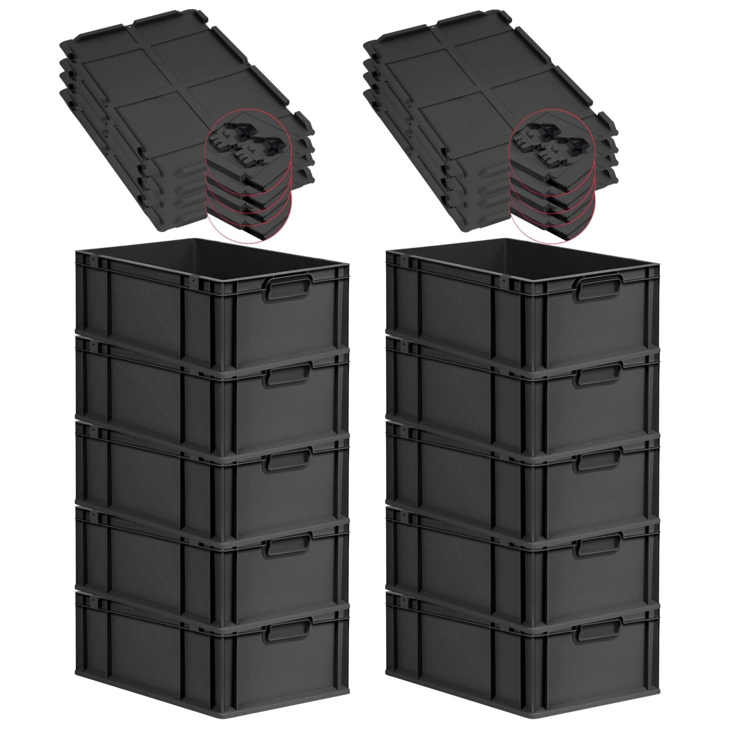 PROREGAL SuperSparSet 10x Eurobox Nextgen Grip Mit Scharnierdeckel Und Schw günstig online kaufen