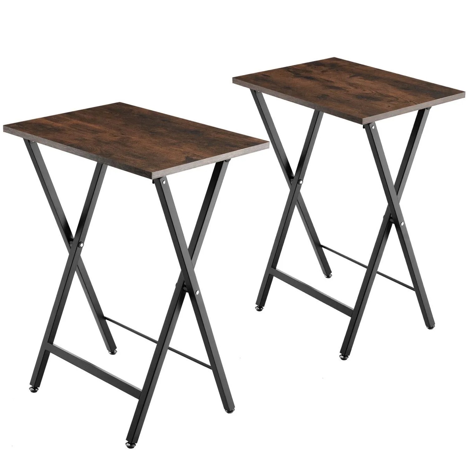 Tectake 2Er Set Beistelltische Phoenix  Klappbar Industrial Style  48 x 36 x 66 50 cm Industrial Holz Dunkel  Rustikal