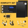 Solakon Balkonkraftwerk Komplettset: 2 schwarze Solarmodule, 800W Wechselrichter, Kabel, Garten-/Flachdachhalterung.