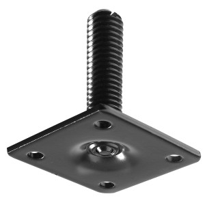Schwarze Hettich Tischbein-Montageplatte 90x90 mm mit M10 Gewinde für Möbelbeine.