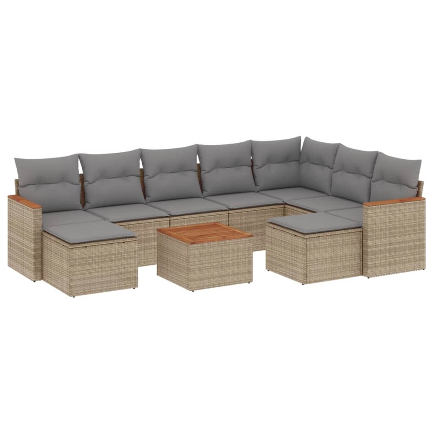 vidaXL 10-Tlg Garten-Sofagarnitur mit Kissen Beige Poly Rattan 3226549 günstig online kaufen