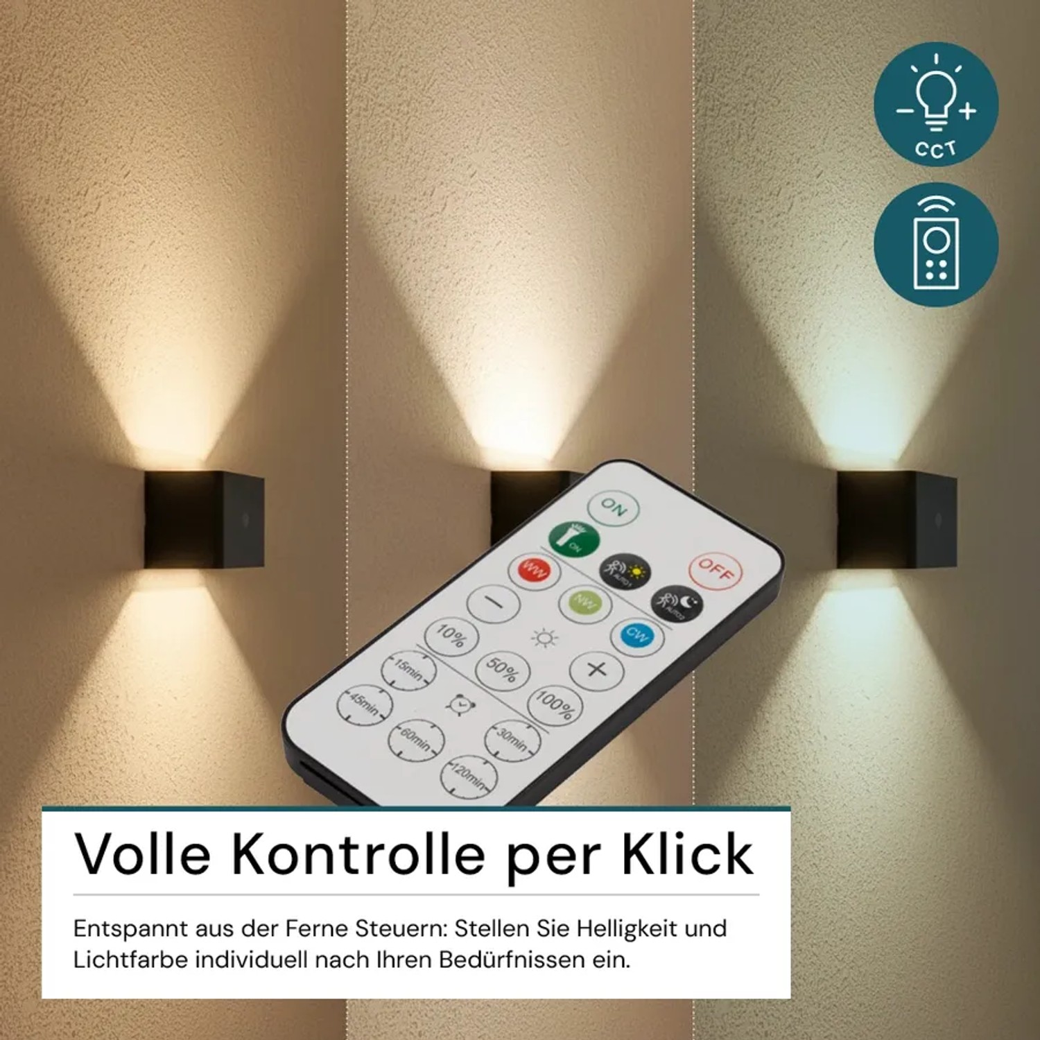 LUXULA Akku Wandleuchte Schwarz Fernbedienung Up/Down Dimmbar kaufen bei OBI
