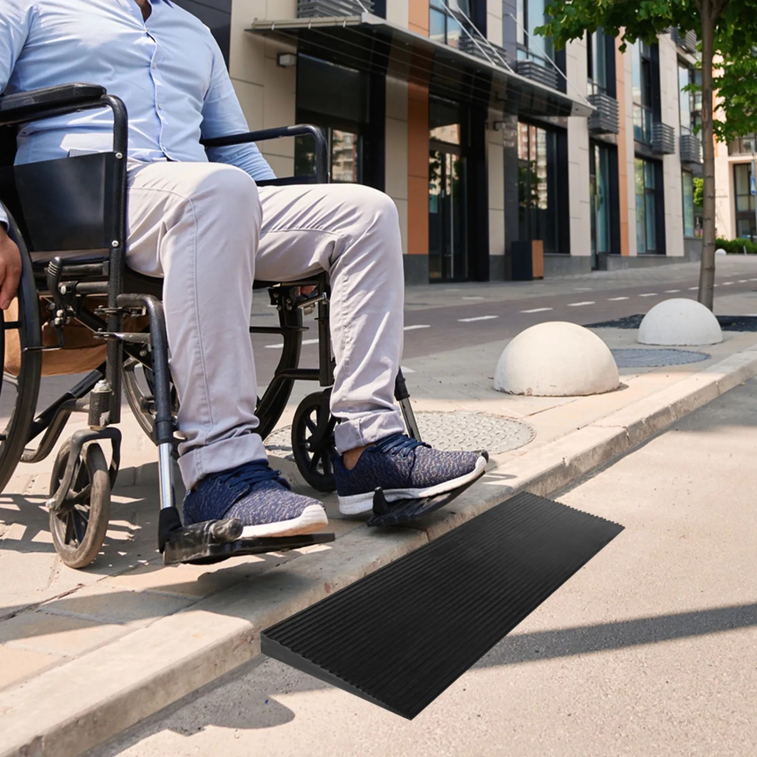 PYLE Auffahrrampen 2er Set - 5t Traglast Gummi Bordsteinrampen