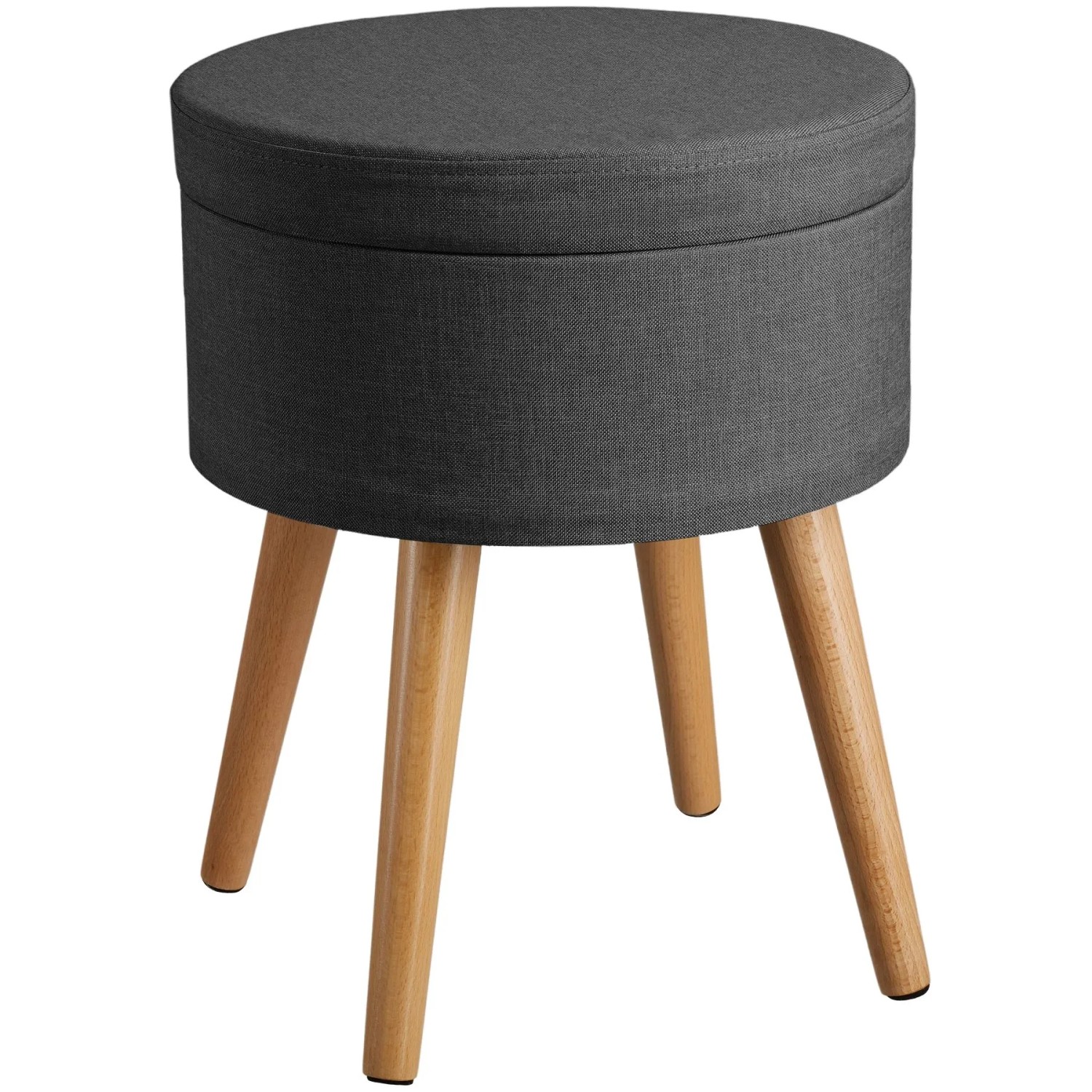 Tectake Sitzhocker Mit Stauraum Yara Rund 42 5 x 42 5 x 45 5 cm  42 50 x 42 50 x 45 50 cm Dunkelgrau
