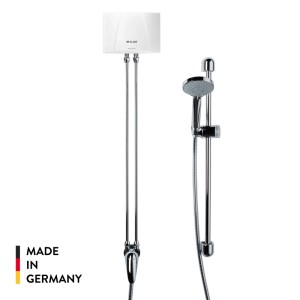 Clage Kleindurchlauferhitzer-Set MBX6 Shower mit Handbrause und Wandstange.
