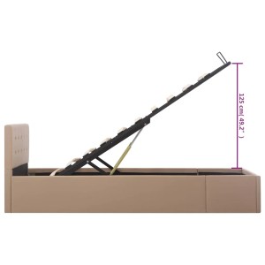 vidaXL Stauraumbett, cappuccino-braun, Kunstleder, mit hochgeklapptem Lattenrost und Stauraum.