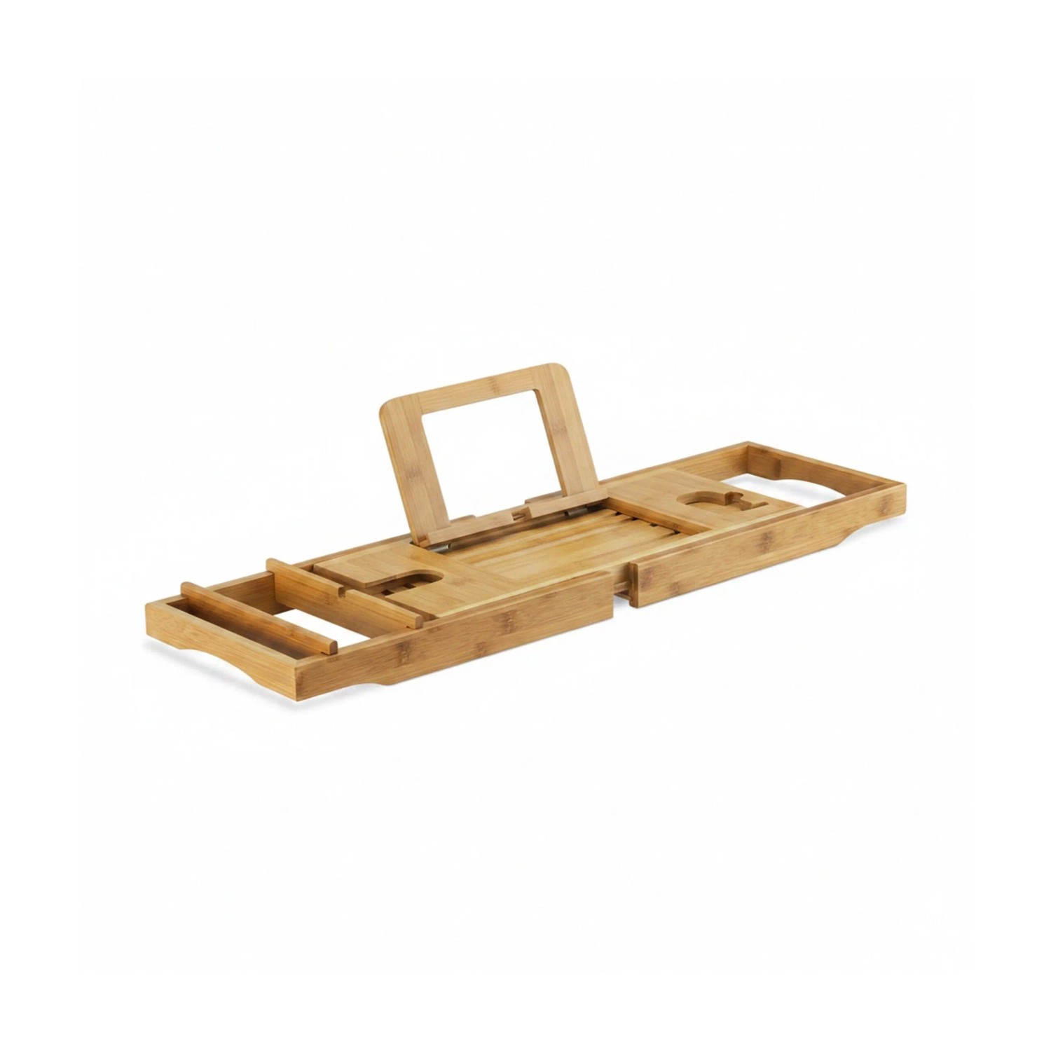 Relaxdays Badewannenablage Bambus Natur Ausziehbar Mit Buchstütze 107,5 cm x 23 cm x 5,5 cm 1,9 kg