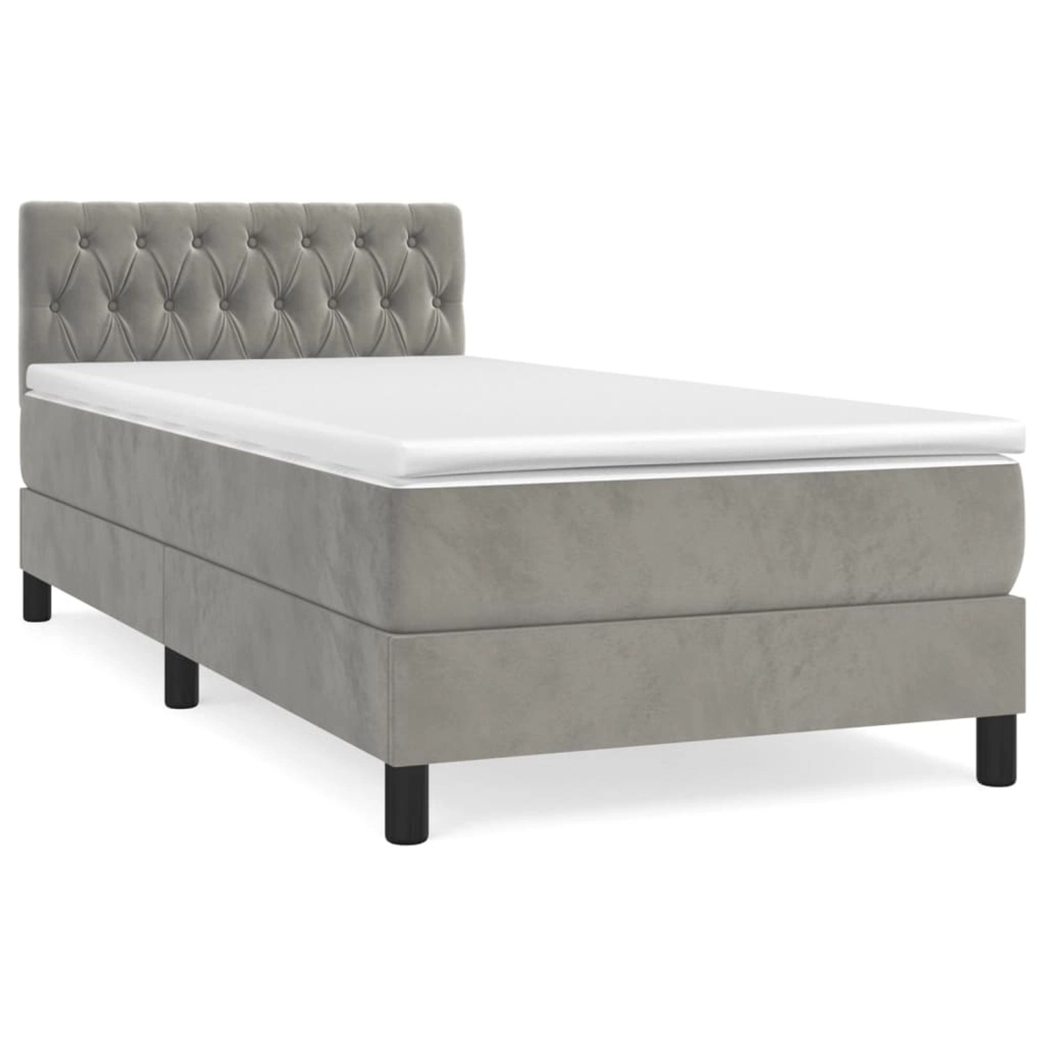 vidaXL Boxspringbett mit Matratze Hellgrau 90x190 cm Samt1537749 günstig online kaufen