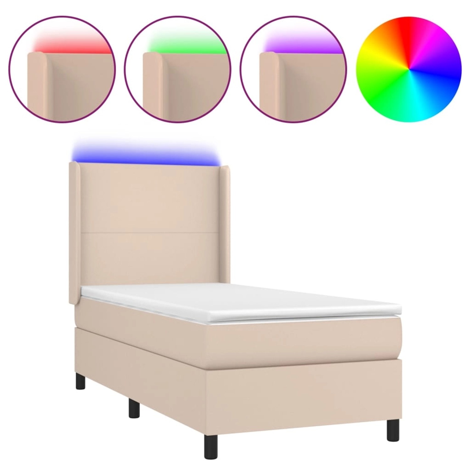 vidaXL Boxspringbett mit Matratze & LED Cappuccino-Braun 90x190cm 3139240 günstig online kaufen