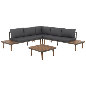 Dunkelgraues Beliani Lounge Set CORATO 257x257x80 mit Tisch für Garten oder Terrasse.