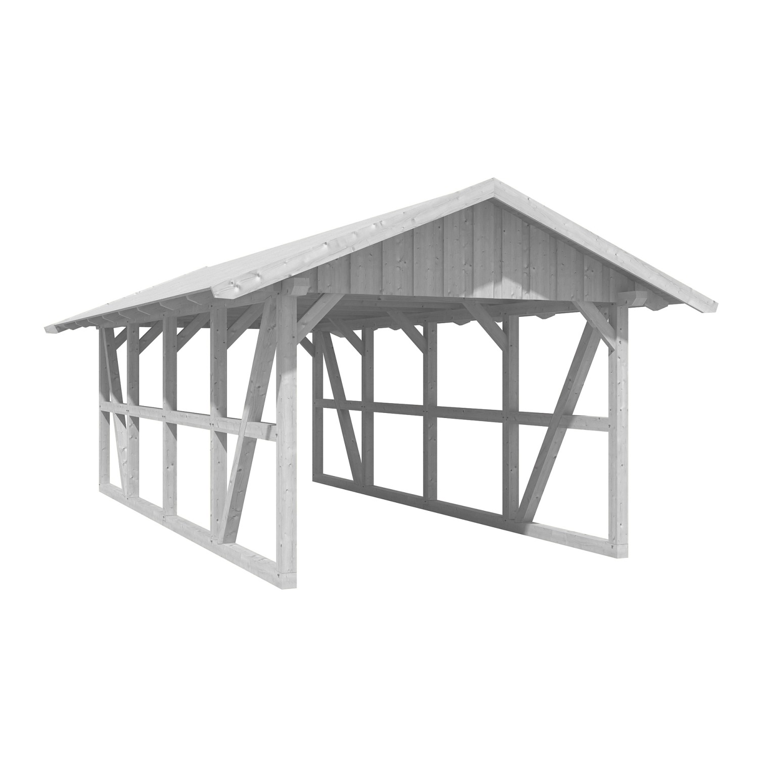 Skan Holz Carport Schwarzwald mit Dachschalung 424 x 772 cm Weiß günstig online kaufen