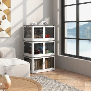 HOMCOM Aufbewahrungsbox, 69L, stapelbar, faltbar mit Rollen und 5-seitigem Zugang.