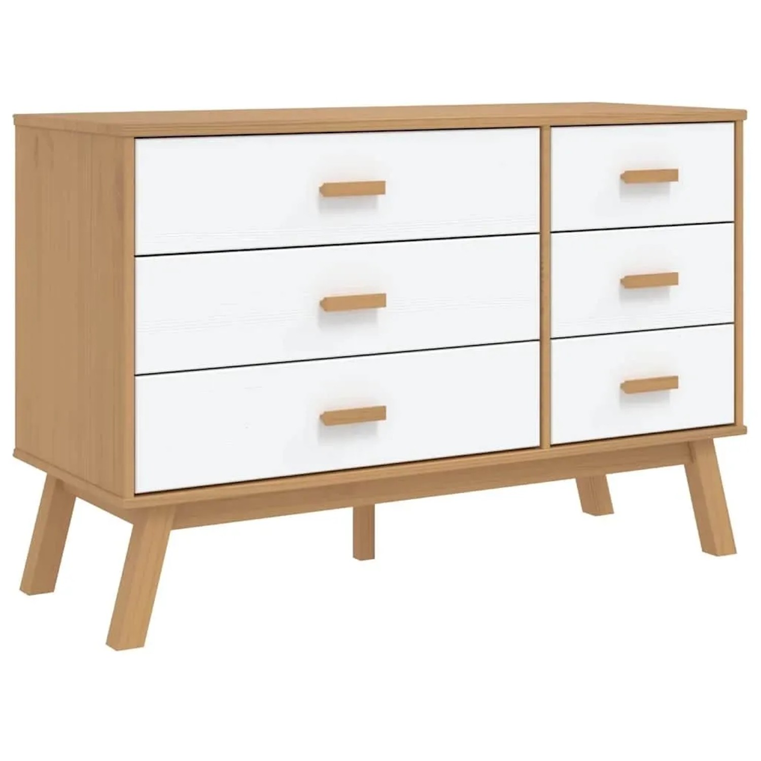 vidaXL Schubladenschrank OLDEN Weiß und Braun Massivholz Kiefer 358593