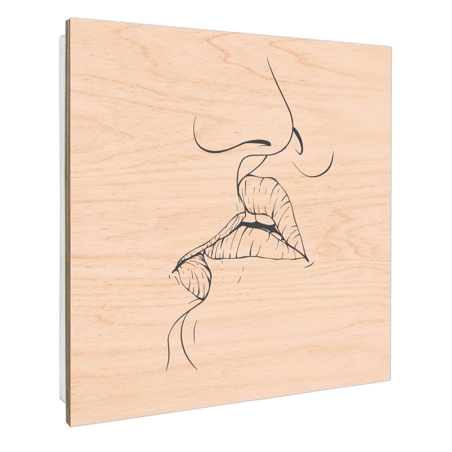 Banjado Schlüsselbox Holz, 30x30cm, weiß, Motiv "Künstlerische Lippen", 50 Haken.