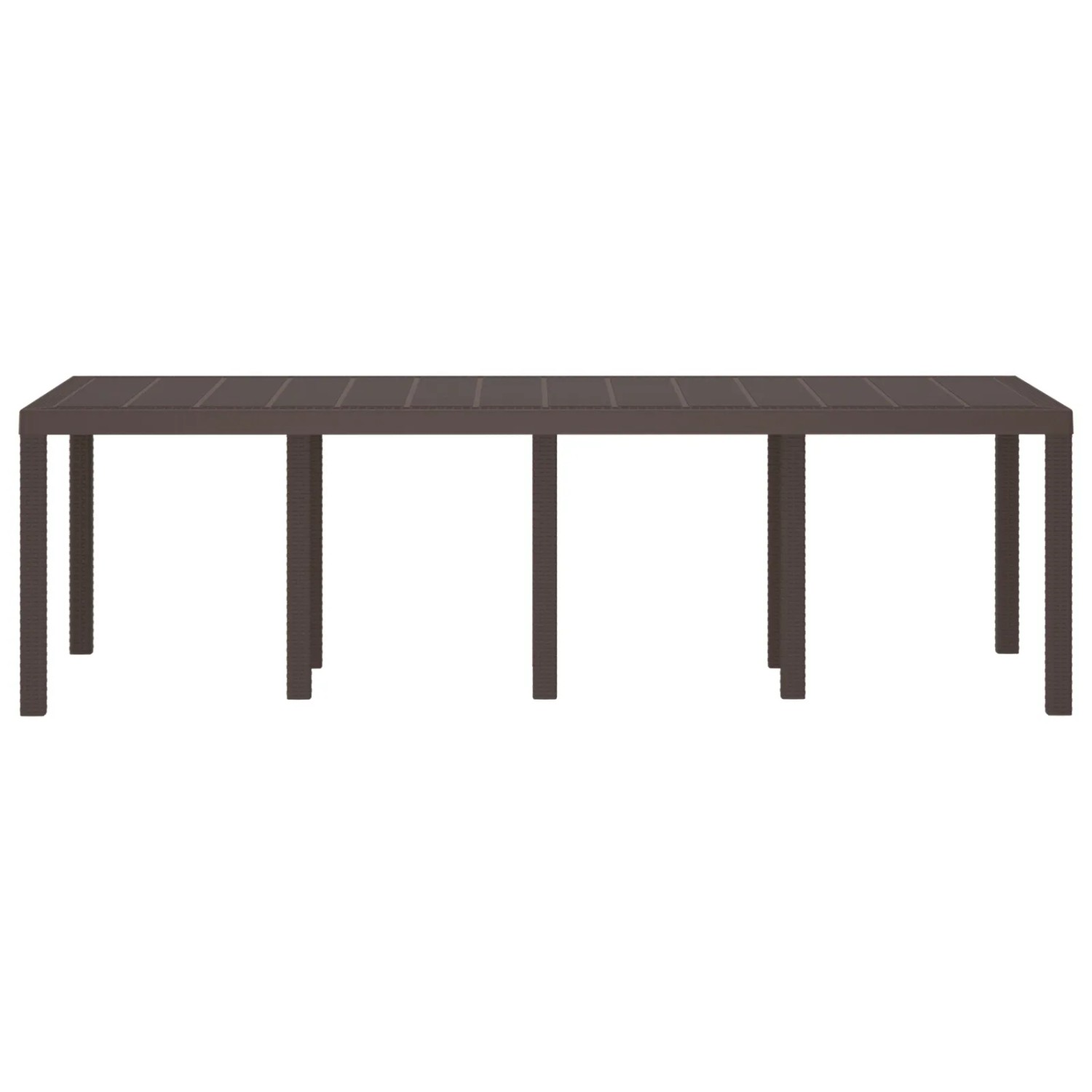 Rechteckiger, brauner vidaXL Gartentisch aus Poly Rattan, 250x100 cm, für bis zu 8 Personen.