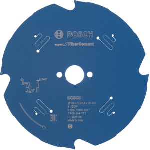Blaues Bosch Kreissägeblatt Expert for Fibre Cement, 160 mm Durchmesser.