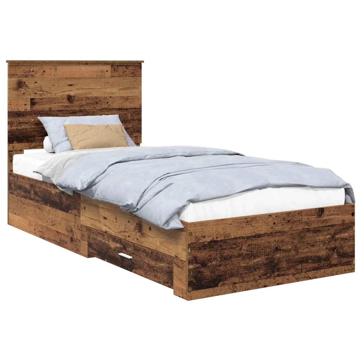 vidaXL Bettrahmen mit Kopfteil Altholz 90 x 200 cm Holzwerkstoff 3411357