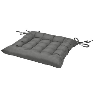 Anthrazitfarbenes Beautissu Lea Stuhlkissen 40x40cm mit Steppung und Bändern.