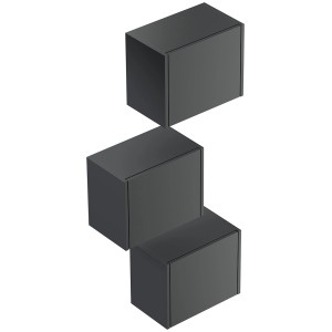 Posseik Badschrank-Set Limes, 3 grafitfarbene Hängeelemente zur variablen Montage.