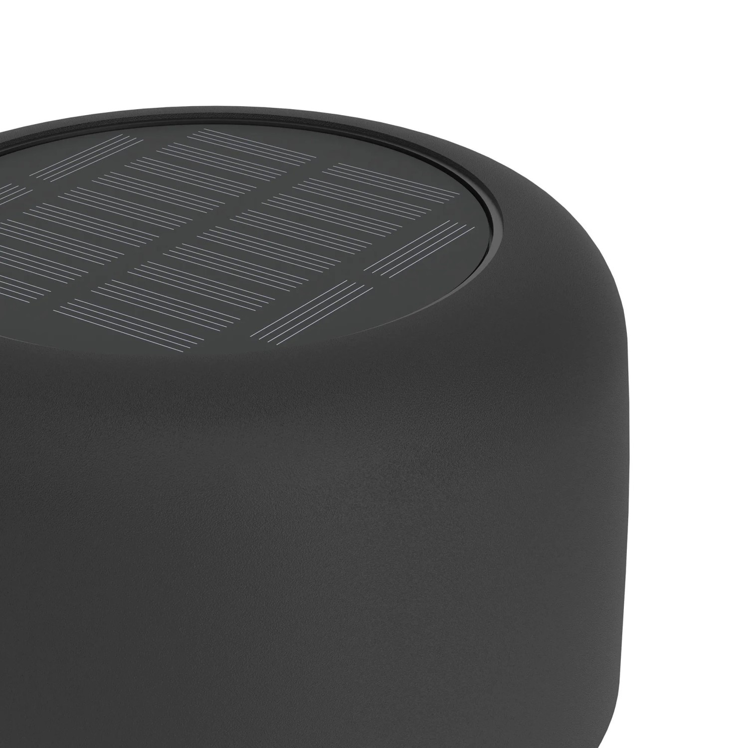 Detailaufnahme: Schwarze EGLO ROCCANOVA Solar LED Tischleuchte mit Solarpanel.