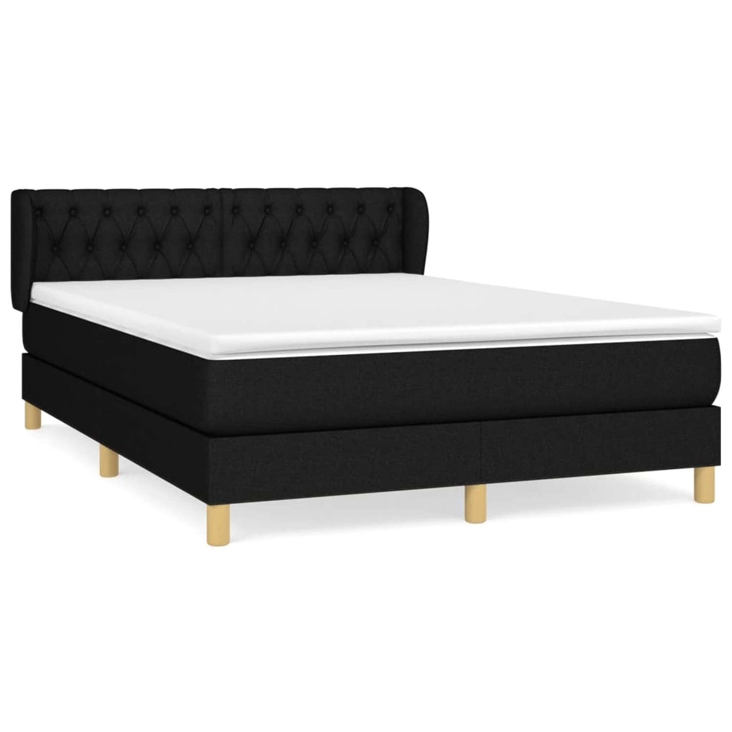 vidaXL Boxspringbett mit Matratze Schwarz 140x190 cm Stoff1466633 günstig online kaufen