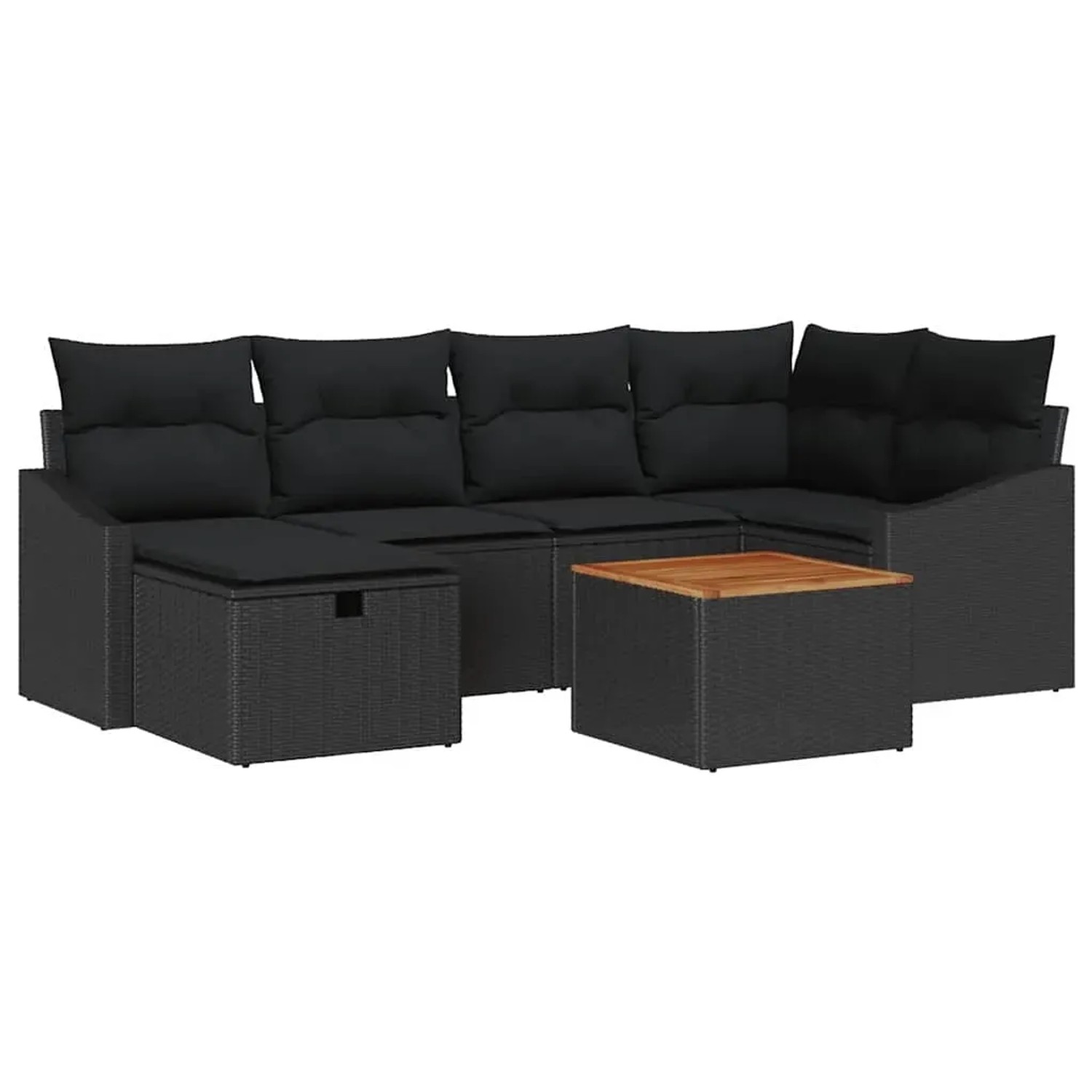 vidaXL Garten-Sofa-Set mit Kissen 7-Tlg Schwarz Poly Rattan 3360901 günstig online kaufen