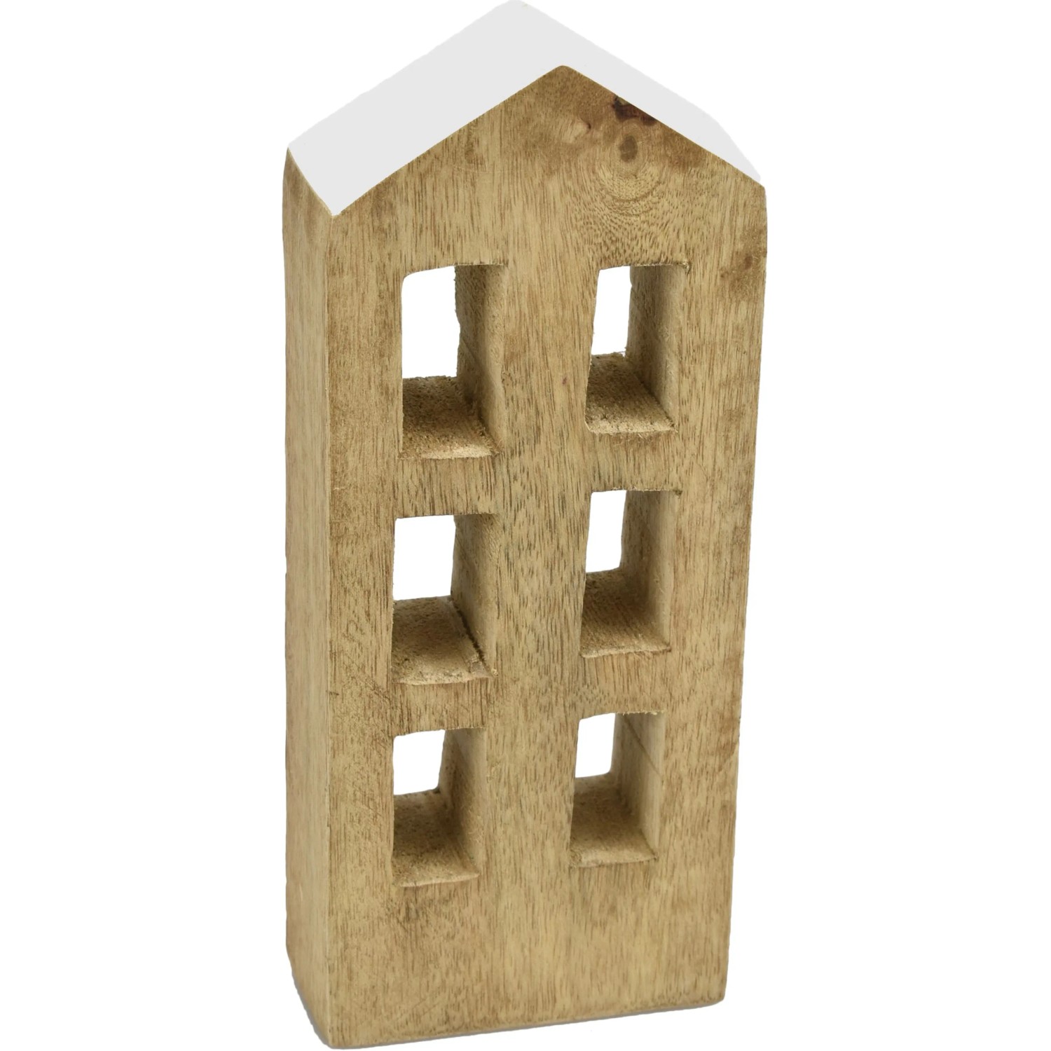 Deko-Haus aus Mangoholz 20 cm Natur-Weiß