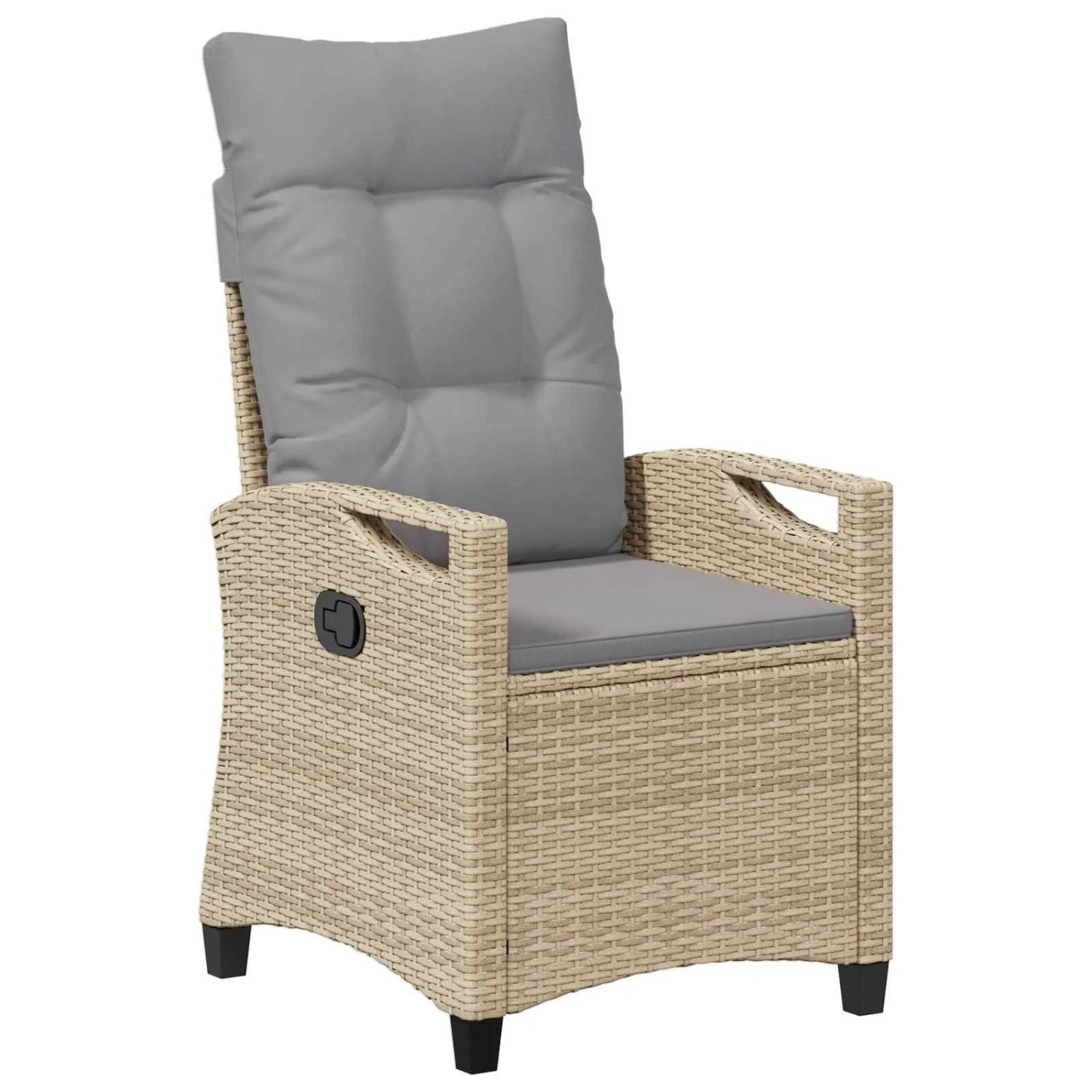 Beige/hellgrauer Gartenstuhl (2er-Set) von vidaXL, Stahl/Polyester, verstellbare Rückenlehne.