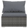 Graues vidaXL Garten Lounge Set aus Polyrattan mit anthrazitfarbenen Kissen.