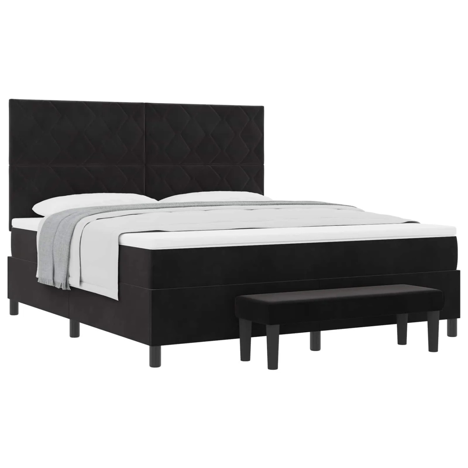 vidaXL Boxspringbett mit Matratze Schwarz 180 x 200 cm Samt 3344596