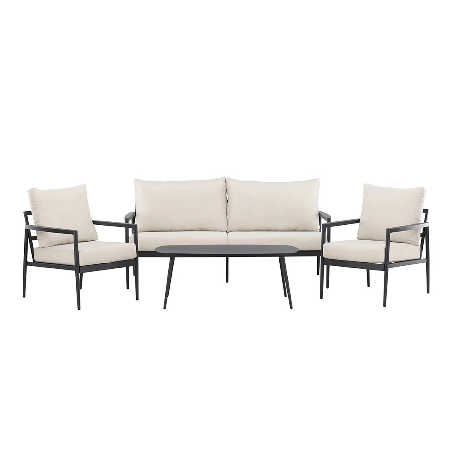 ebuy24 Taromina Loungeset 1 Sofa 2 Stühle 1 Couchtisch Schwarz Tisch cm H41 günstig online kaufen