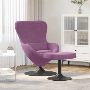 Lila vidaXL Eierstuhl mit Hocker, Samt, Metallrahmen, Loungesessel für Wohnzimmer.