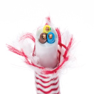 Orion Lightstyle Textilkabel, 3-adrig, rot-weiß, Meterware für Lampen.