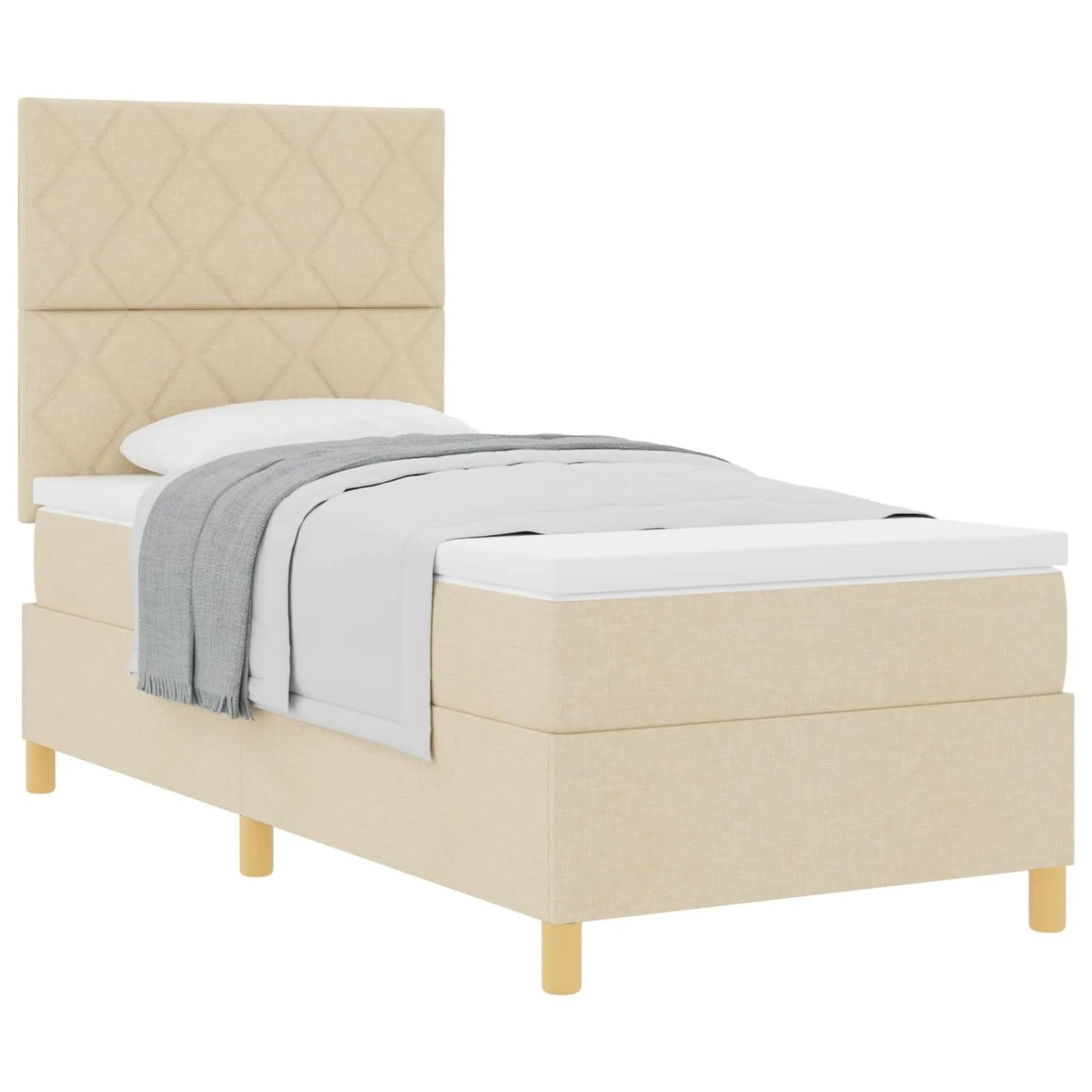 vidaXL Boxspringbett mit Matratze Creme 100 x 200 cm Stoff 3339677