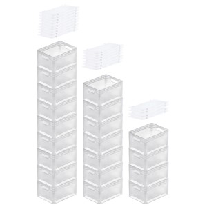 PROREGAL SuperSparSet: 20 transparente Euroboxen LightLine (24L) mit Deckel, gestapelt.