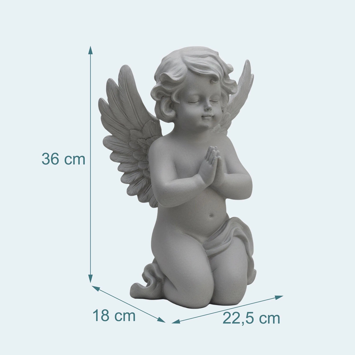 Relaxdays Grabengel Polyresin Grau Frostbeständig 36 cm x 22,5 cm x 18 cm_4