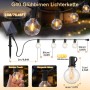 Salcar 23m Solar G40 LED Lichterkette mit warmweißen Glühbirnen, Erdspieß und Haken für Außenbeleuchtung.