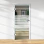 Glasdrehtür mit Siebdruck Dekor, horizontalen Streifen und DIN links Anschlag. Glastür für mehr Licht im Raum.