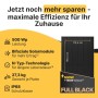 Solakon 500W Full Black PV Modul. Infografik mit Maßen, 500Wp Leistung, bifazialer N-Type Technologie, IP68 Schutzklasse.