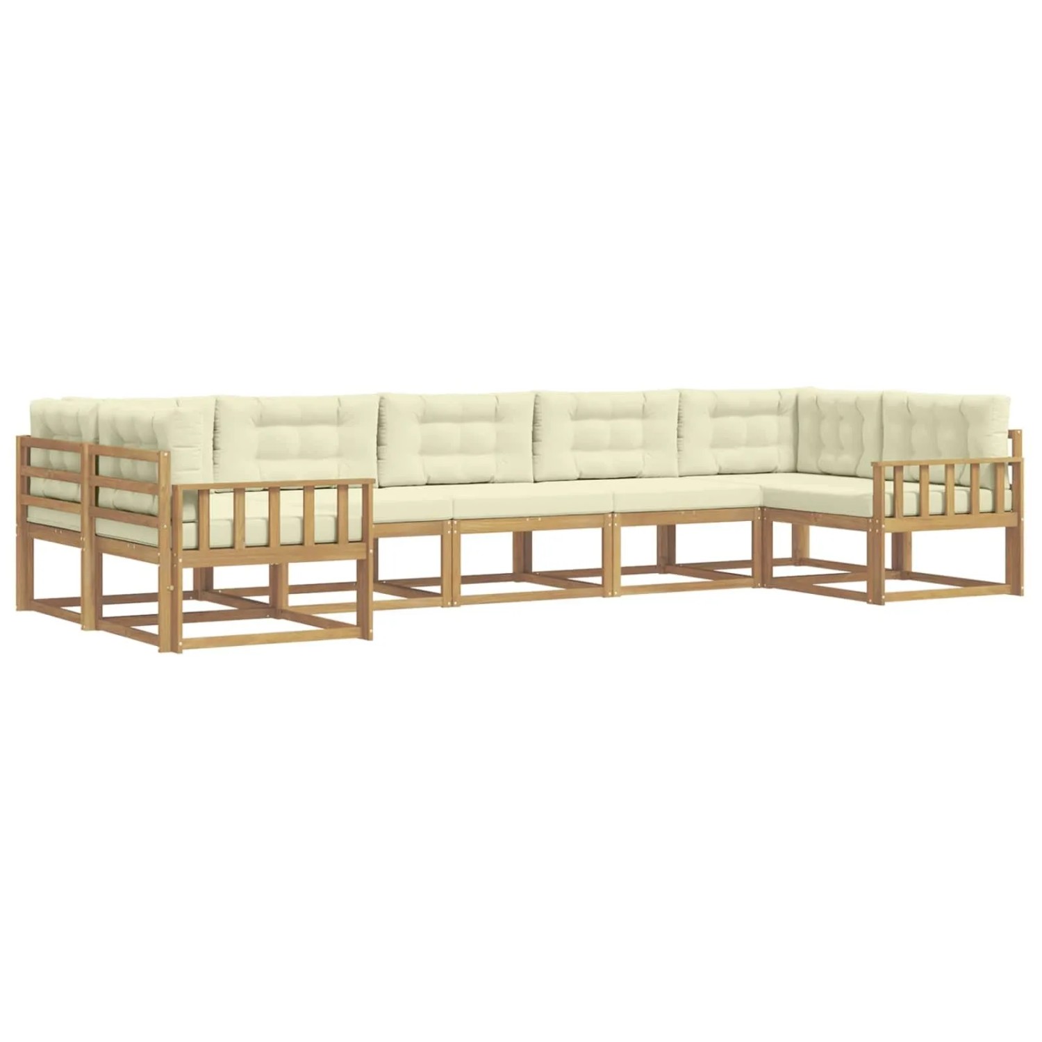 vidaXL Outdoor-Sofagarnitur mit Kissen 7 Stk Weiß und Creme 3386964