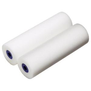 Zwei weiße LUX Schaumwalzen, 10 cm breit, für Lacke und Lasuren.