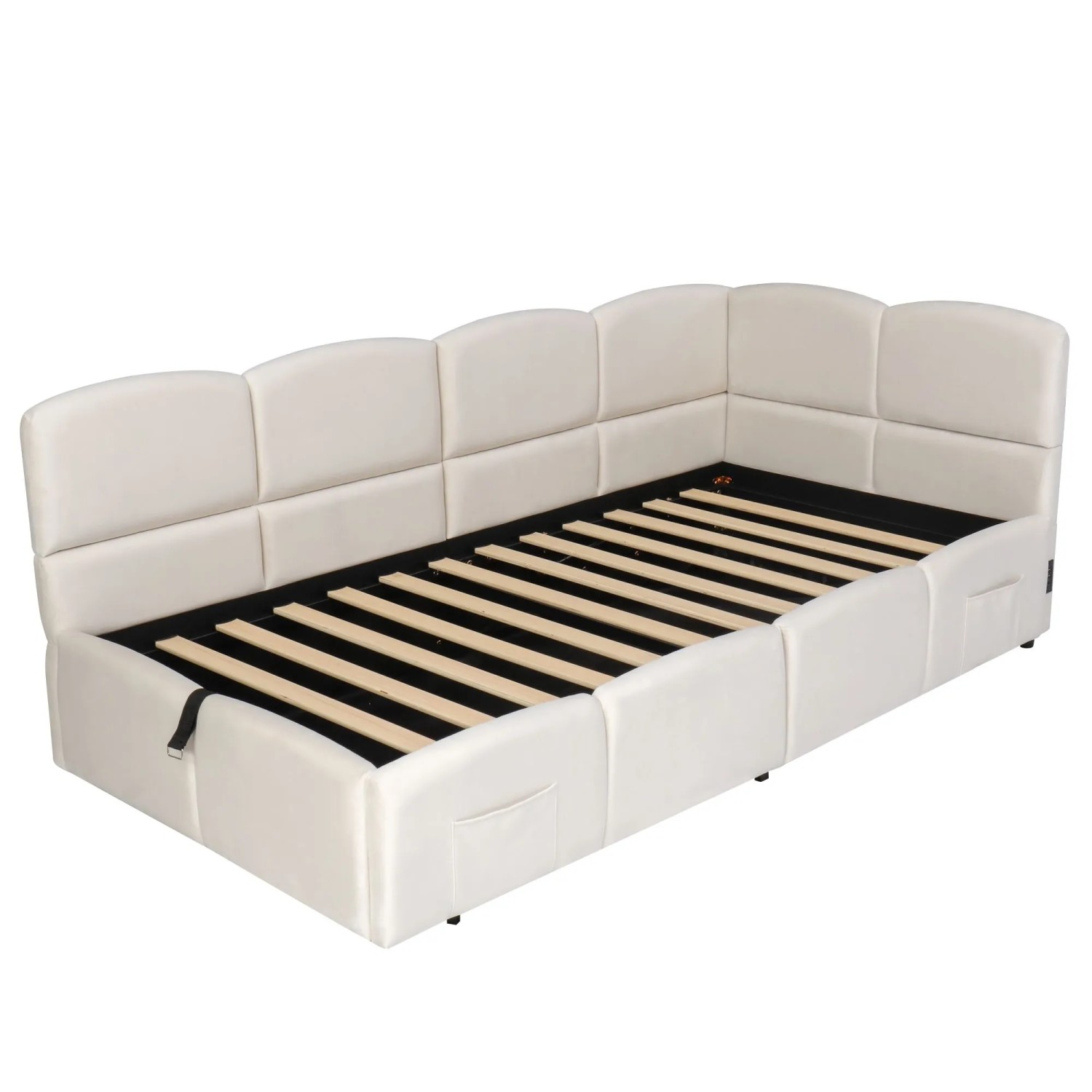 okwish Polsterbett 90x200 mit Bettkasten Jugendbett Bettgestell mit USB und Stautasche