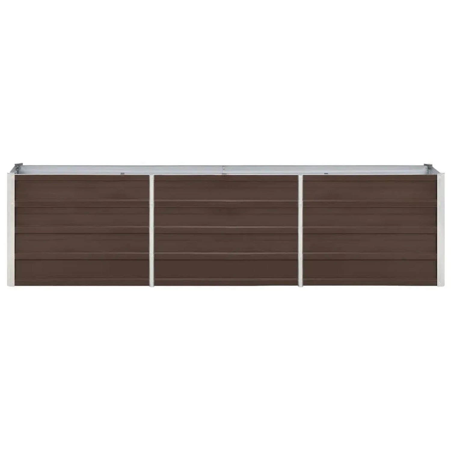 Braunes vidaXL Garten-Hochbeet aus Stahl, 240x40x45 cm, ideal für Garten, Terrasse und Balkon.