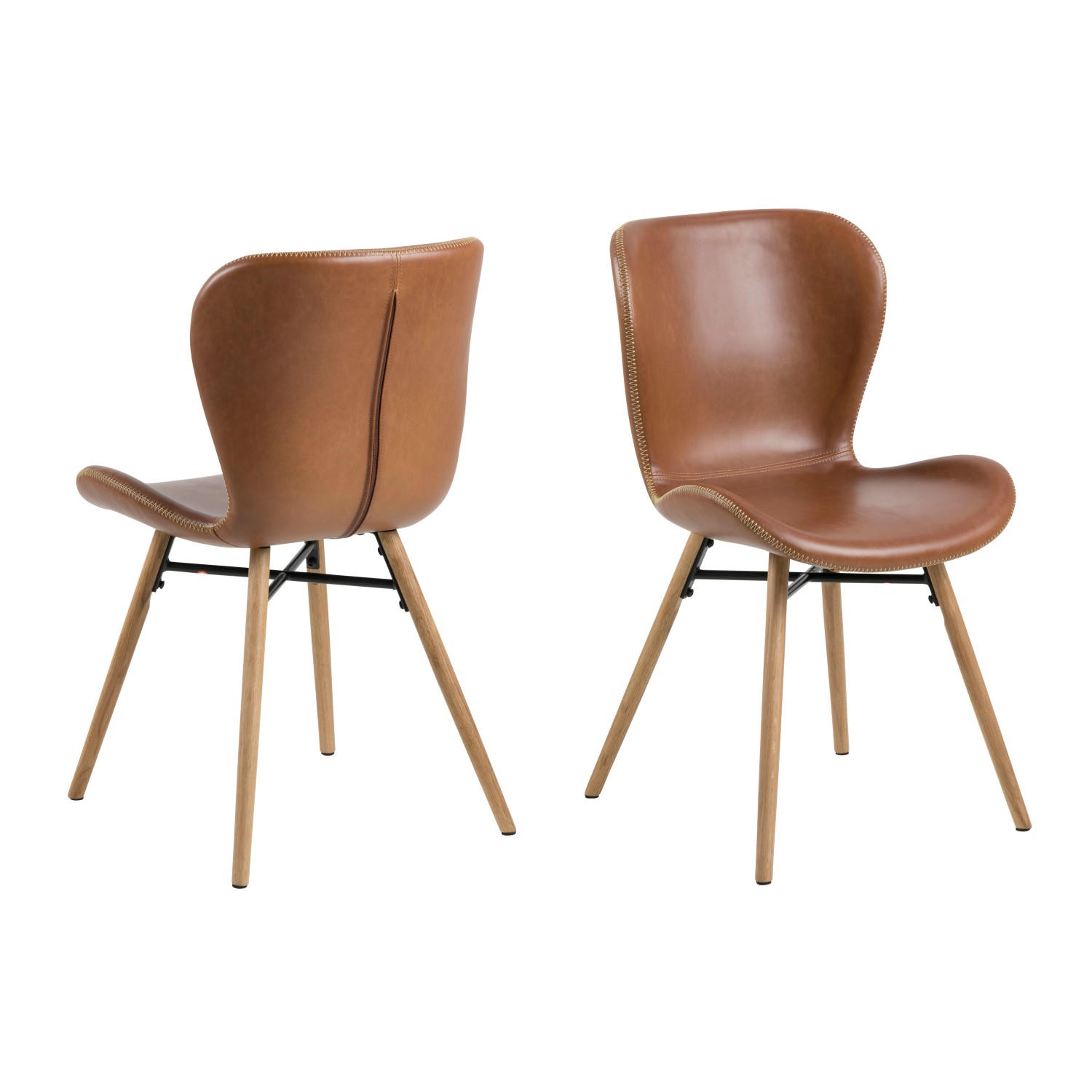 ebuy24 Bali Esszimmerstuhl aus PU Kunstleder Cognac Farben und Massiven Bei günstig online kaufen