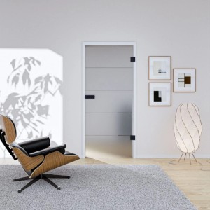 Hansaglas Glastür Streifen 959 x 2097 mm Studio/Office DIN Rechts