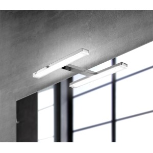 LED-Spiegelleuchte Esther S3, 28 cm, Chrom/Aluminium, neutralweißes Licht.