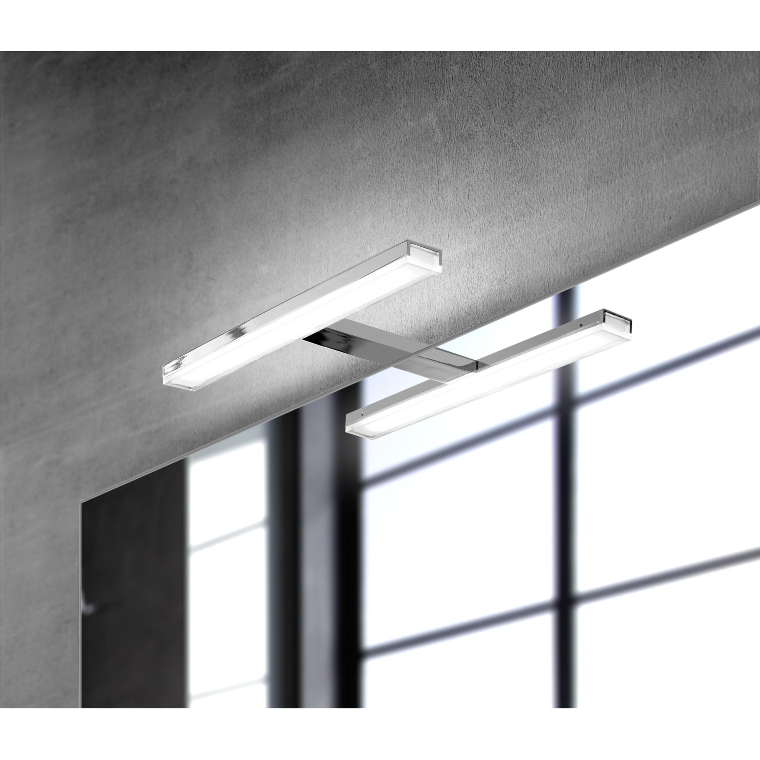 LED-Spiegelleuchte Esther S3, 28 cm, Chrom/Aluminium, neutralweißes Licht.