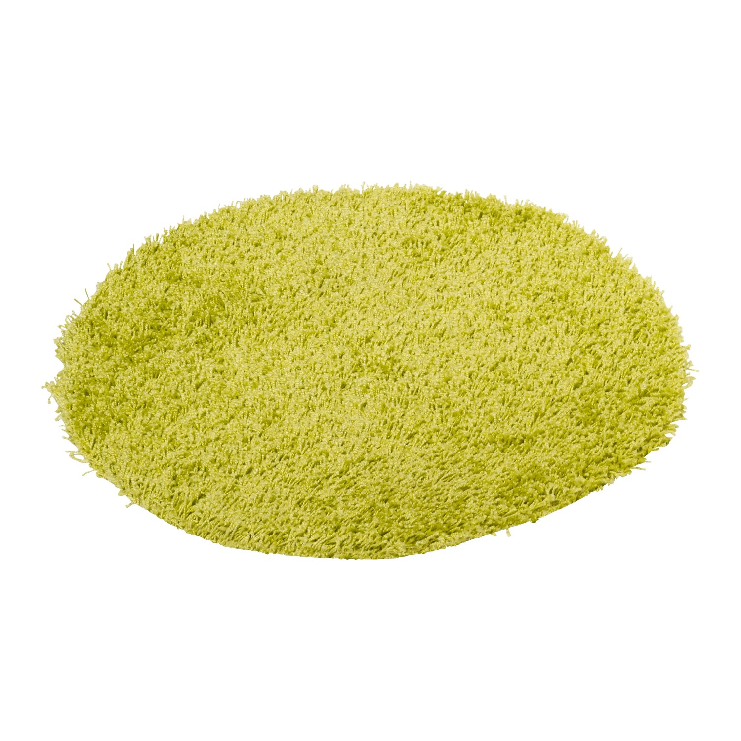 Runder, hellgrüner Hochflorteppich Frisbee mit 40 mm Florhöhe und Ø 67 cm.